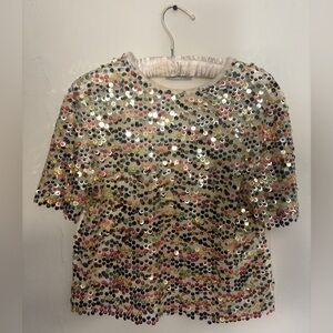 Zara Sequin T-Shirt Rainbow and Gold